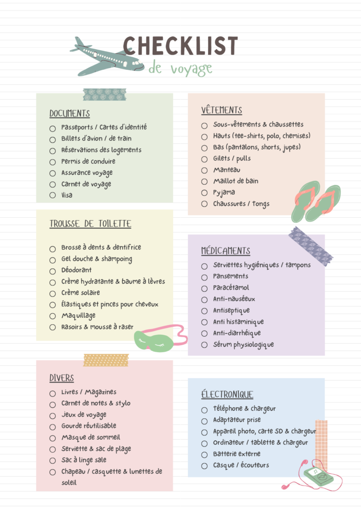 Checklist de voyage préparer sa valise